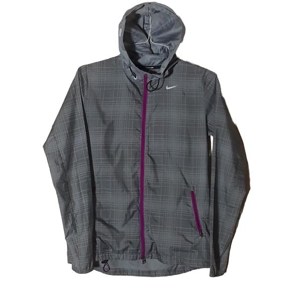 Nike Phenom Vapor Running Jacket Women's Small Gray Hooded Reflective - Picture 1 of 10